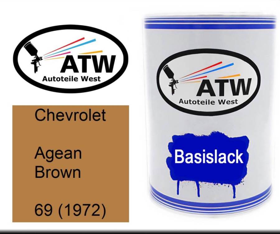 Chevrolet, Agean Brown, 69 (1972): 500ml Lackdose, von ATW Autoteile West.